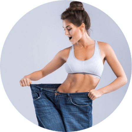 slim girl in extra large jeans